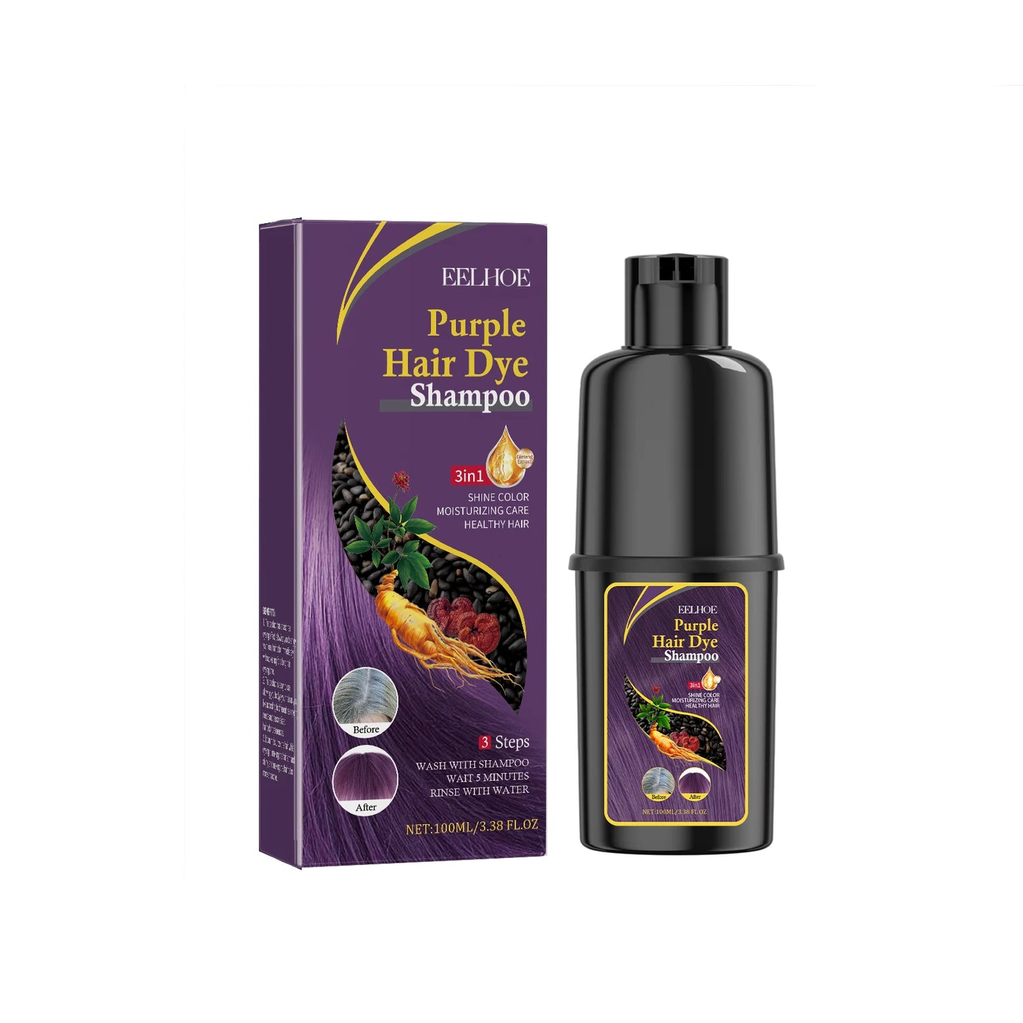 5Colors Hair Dyeing Shampoo 3in1 Rapid Hair Dyeing Repair Dry Cleaning Nourishing Hair Roots Restoration Coloring Black Shampoo