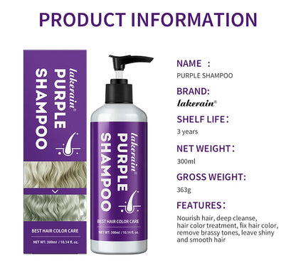 300ml Shampoo Lock Color Purple Shampoo Blonde Hair Bleaching Yellow Removing Linen Gray Silver Color Hair Dye шампунь для волос
