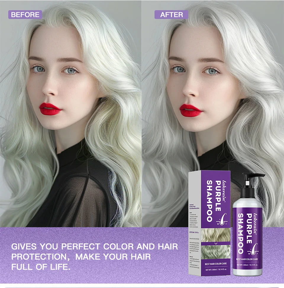 300ml Shampoo Lock Color Purple Shampoo Blonde Hair Bleaching Yellow Removing Linen Gray Silver Color Hair Dye шампунь для волос