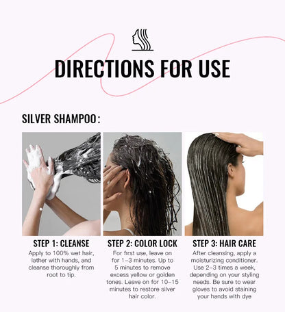Color Locking Shampoo Pink Silver Purple Color Fixing Hair Shampoo Brightening Cleansing Care Shine Restoration for Dyed 300ml