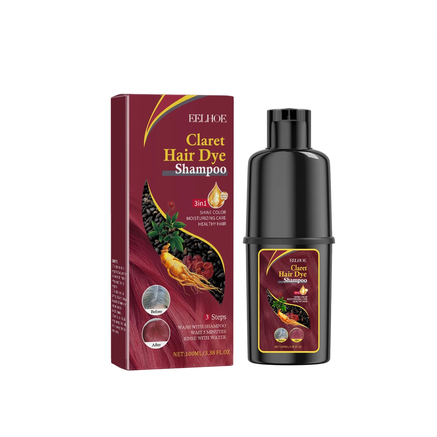 5Colors Hair Dyeing Shampoo 3in1 Rapid Hair Dyeing Repair Dry Cleaning Nourishing Hair Roots Restoration Coloring Black Shampoo