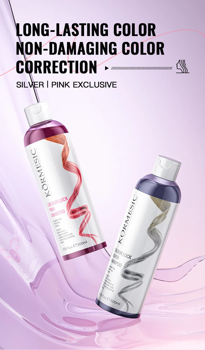Color Locking Shampoo Pink Silver Purple Color Fixing Hair Shampoo Brightening Cleansing Care Shine Restoration for Dyed 300ml