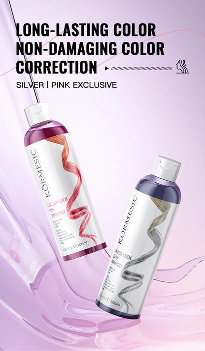 Color Locking Shampoo Pink Silver Purple Color Fixing Hair Shampoo Brightening Cleansing Care Shine Restoration for Dyed 300ml