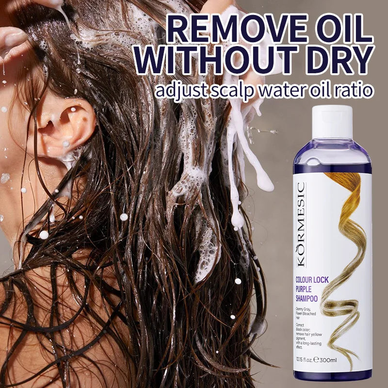 Color Locking Shampoo Pink Silver Purple Color Fixing Hair Shampoo Brightening Cleansing Care Shine Restoration for Dyed 300ml