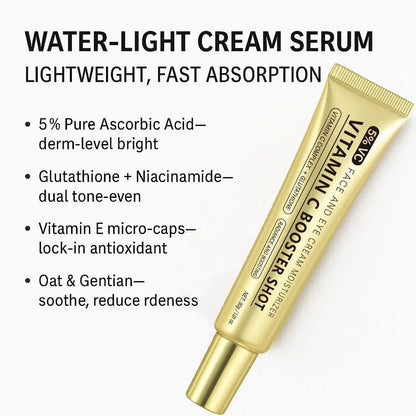 Vitamin C Booster Shot Serum with Glutathione, Niacinamide and Vitamin E Lightweight Brightening Face Serum Hydrate & Boost Glow