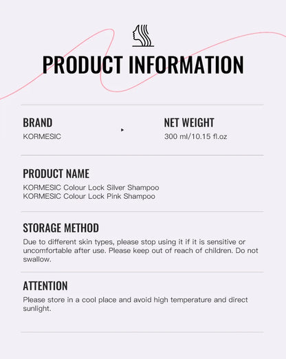 Color Locking Shampoo Pink Silver Purple Color Fixing Hair Shampoo Brightening Cleansing Care Shine Restoration for Dyed 300ml