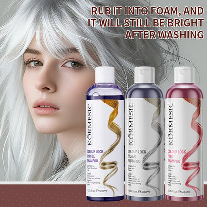 Color Locking Shampoo Pink Silver Purple Color Fixing Hair Shampoo Brightening Cleansing Care Shine Restoration for Dyed 300ml