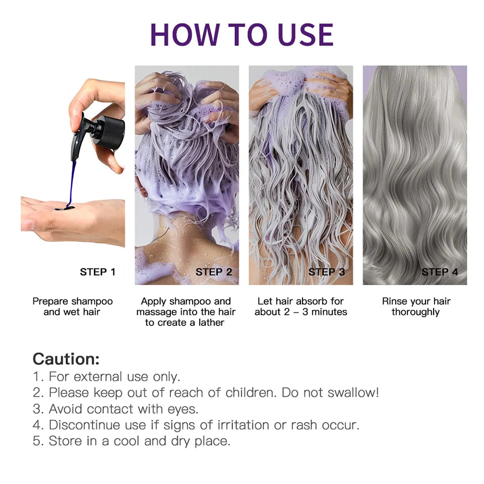 300ml Shampoo Lock Color Purple Shampoo Blonde Hair Bleaching Yellow Removing Linen Gray Silver Color Hair Dye шампунь для волос