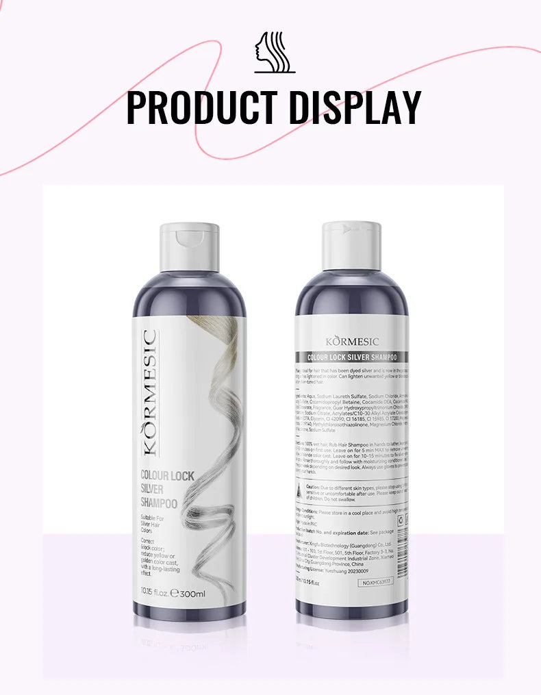 Color Locking Shampoo Pink Silver Purple Color Fixing Hair Shampoo Brightening Cleansing Care Shine Restoration for Dyed 300ml
