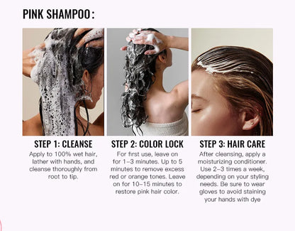 Color Locking Shampoo Pink Silver Purple Color Fixing Hair Shampoo Brightening Cleansing Care Shine Restoration for Dyed 300ml