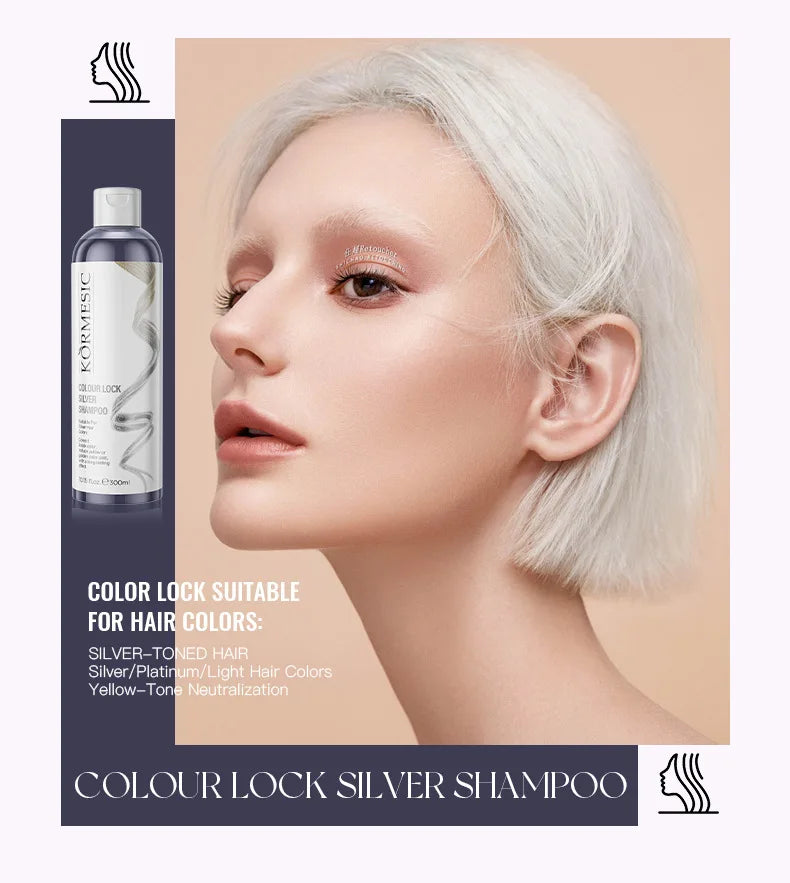 Color Locking Shampoo Pink Silver Purple Color Fixing Hair Shampoo Brightening Cleansing Care Shine Restoration for Dyed 300ml