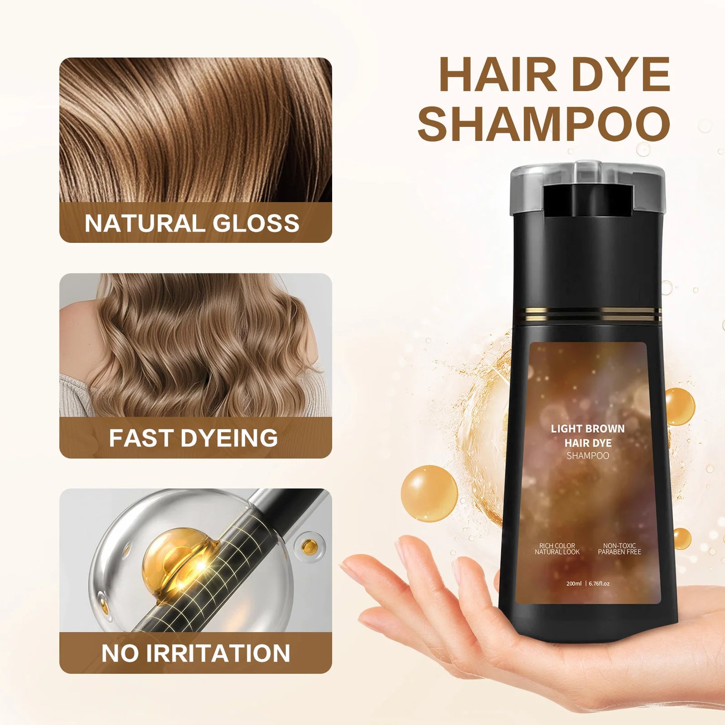 Instant Gray Coverage & Oil Control Shampoo - Provides Soft, Voluminous Hair with Nourishing Care in One Wash, Color Refresh.