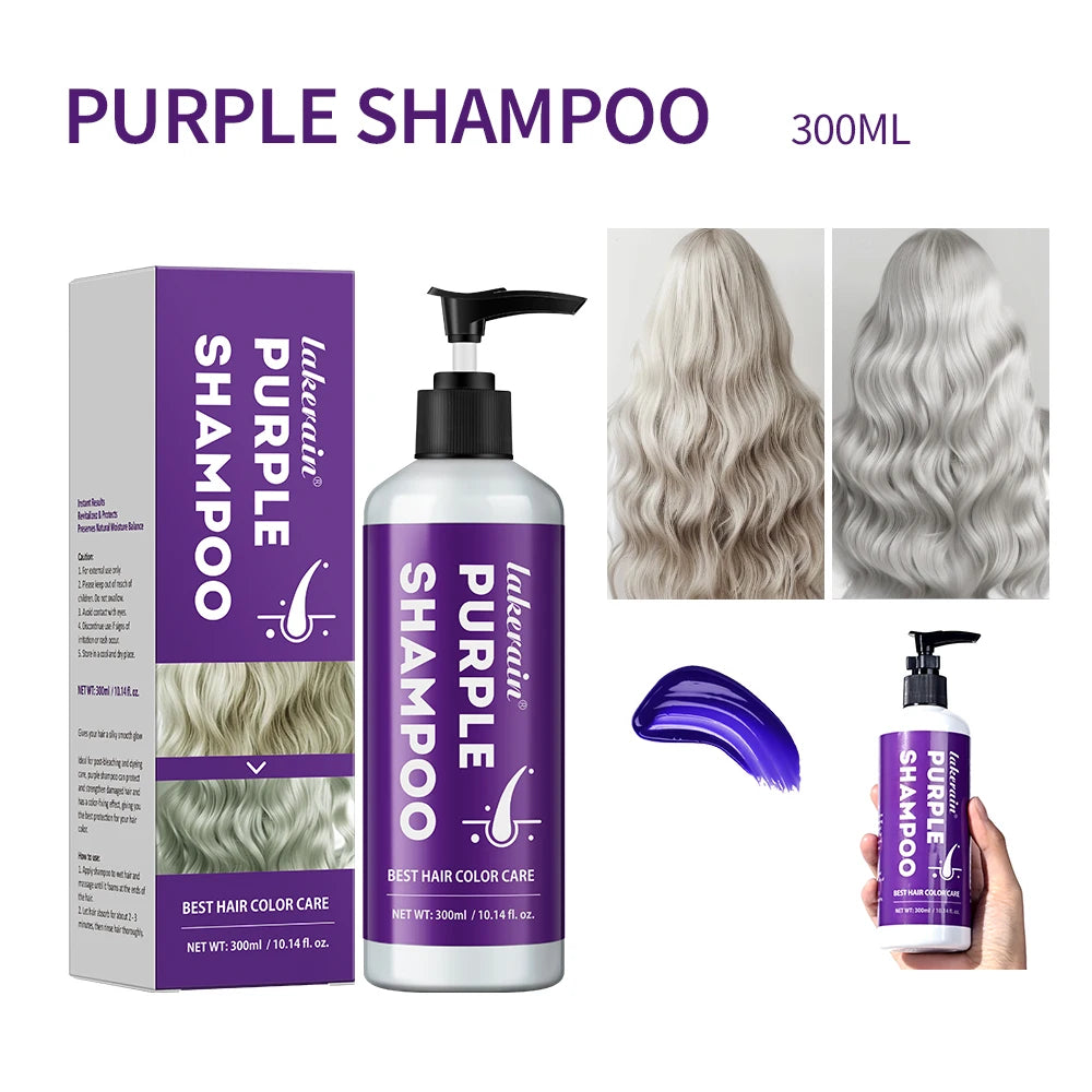300ml Shampoo Lock Color Purple Shampoo Blonde Hair Bleaching Yellow Removing Linen Gray Silver Color Hair Dye шампунь для волос