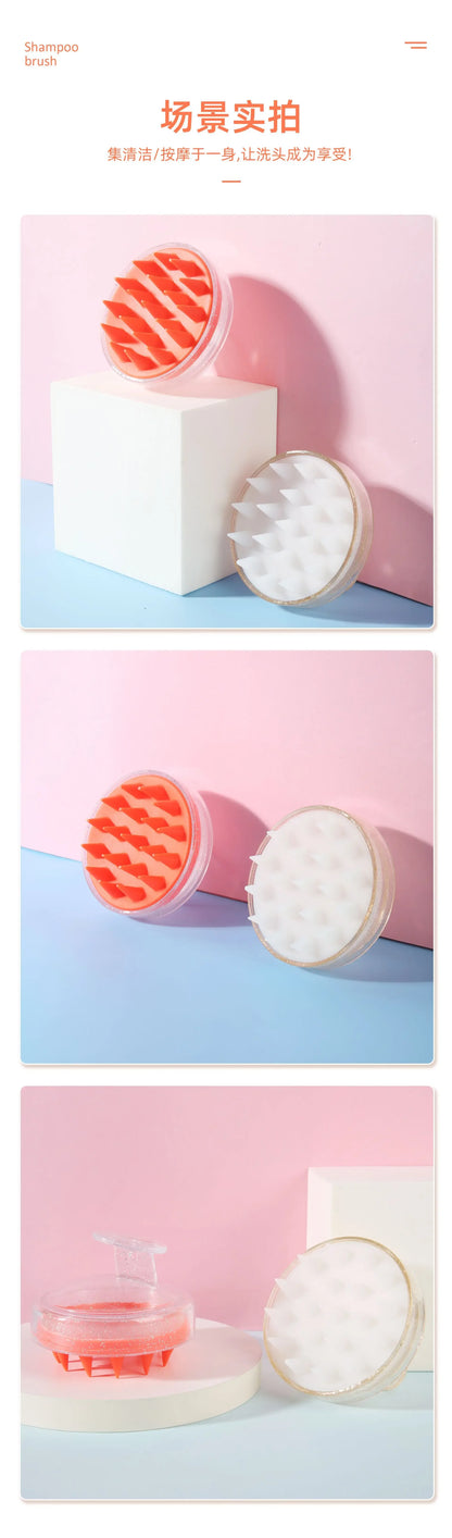 Hair Washing Tool, Scalp Brush, Head Massage Comb, Soft Rubber, Hair Comb, Transparent Sparkling Gold and Silver Shampoo Brush