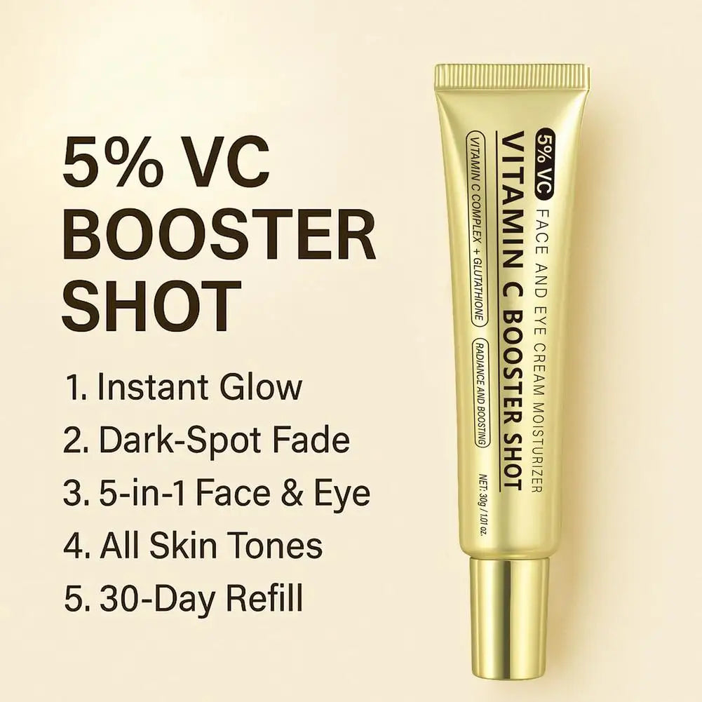 Vitamin C Booster Shot Serum with Glutathione, Niacinamide and Vitamin E Lightweight Brightening Face Serum Hydrate & Boost Glow