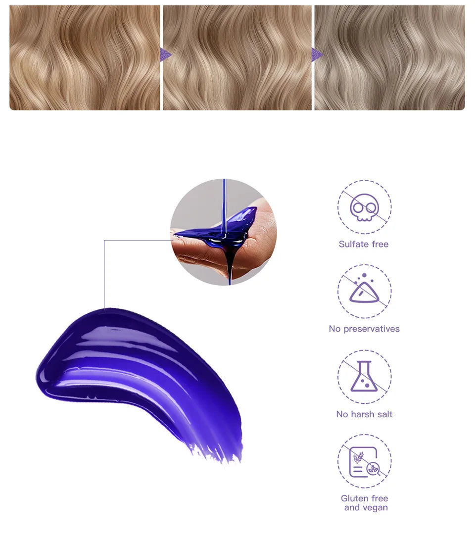300ml Shampoo Lock Color Purple Shampoo Blonde Hair Bleaching Yellow Removing Linen Gray Silver Color Hair Dye шампунь для волос
