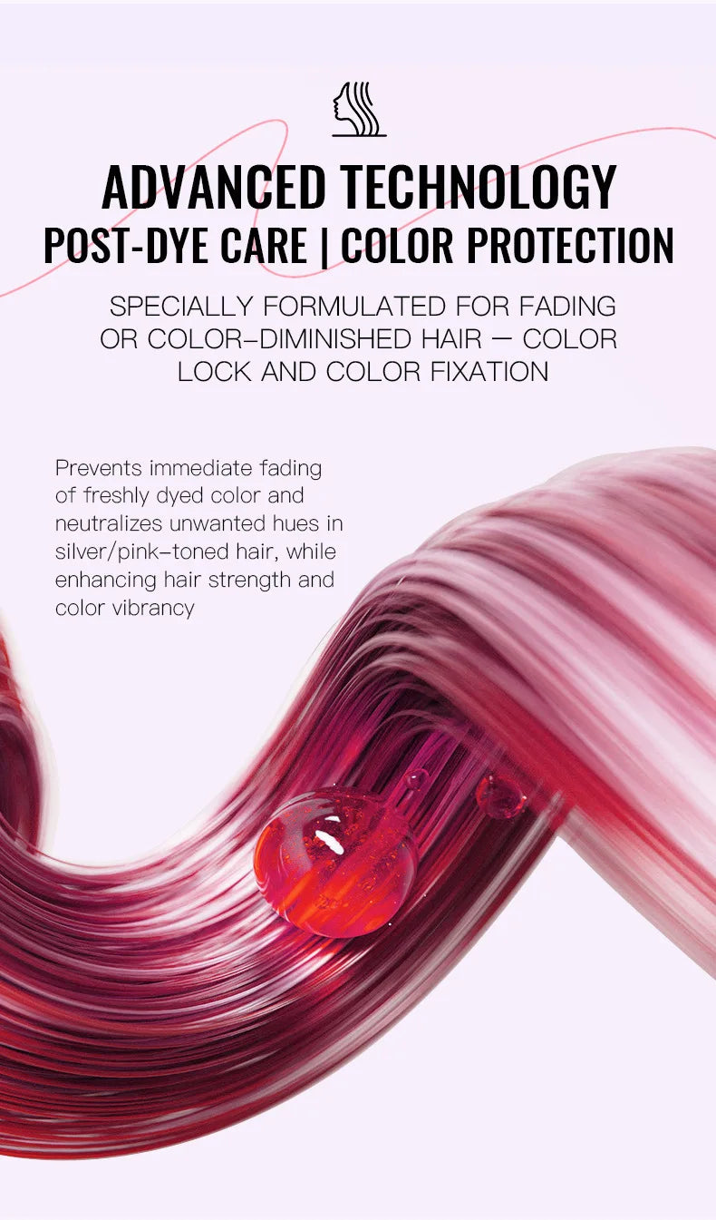 Color Locking Shampoo Pink Silver Purple Color Fixing Hair Shampoo Brightening Cleansing Care Shine Restoration for Dyed 300ml