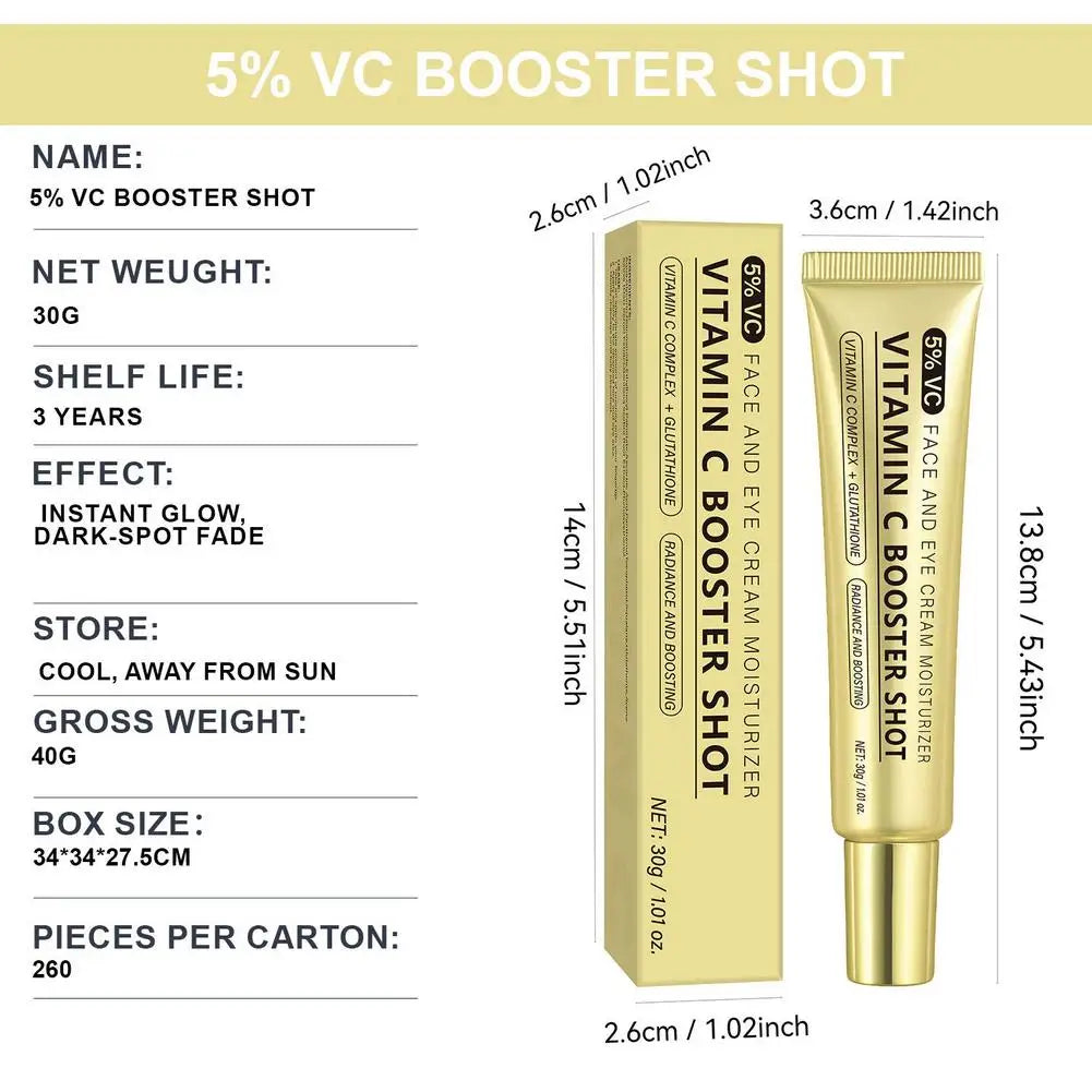 Vitamin C Booster Shot Serum with Glutathione, Niacinamide and Vitamin E Lightweight Brightening Face Serum Hydrate & Boost Glow