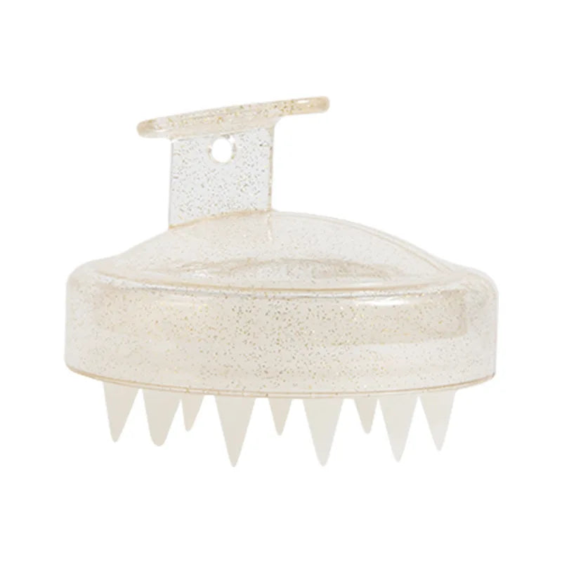 Hair Washing Tool, Scalp Brush, Head Massage Comb, Soft Rubber, Hair Comb, Transparent Sparkling Gold and Silver Shampoo Brush