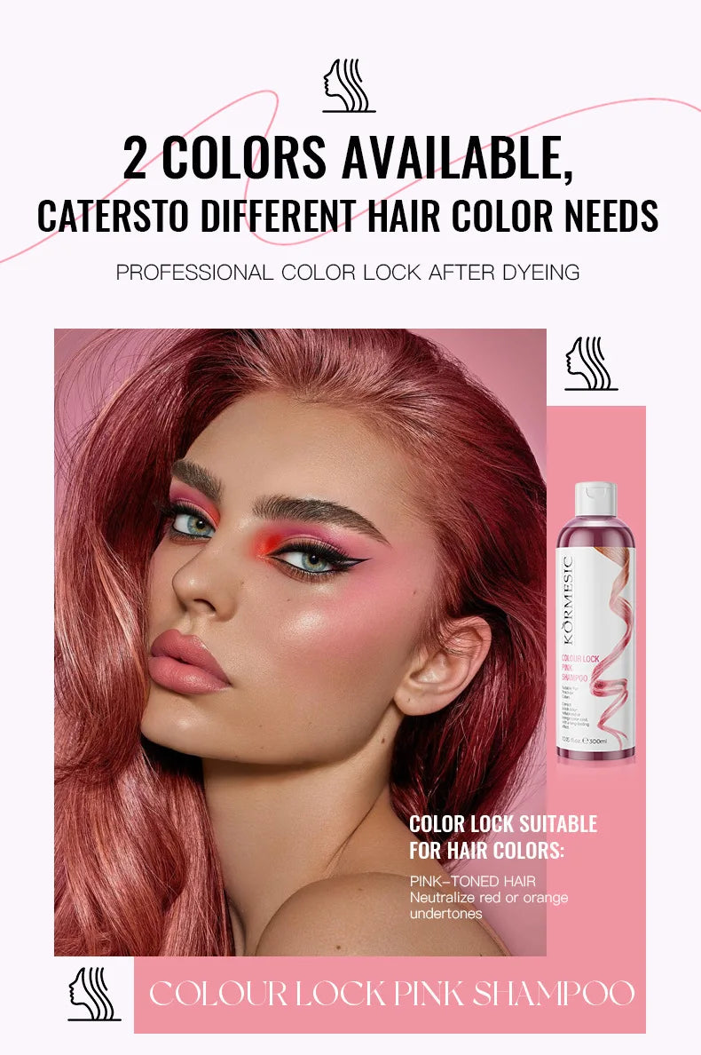 Color Locking Shampoo Pink Silver Purple Color Fixing Hair Shampoo Brightening Cleansing Care Shine Restoration for Dyed 300ml