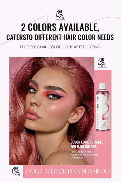Color Locking Shampoo Pink Silver Purple Color Fixing Hair Shampoo Brightening Cleansing Care Shine Restoration for Dyed 300ml