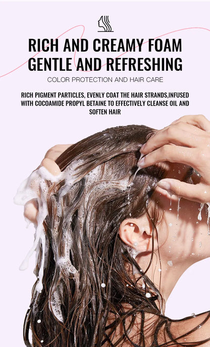 Color Locking Shampoo Pink Silver Purple Color Fixing Hair Shampoo Brightening Cleansing Care Shine Restoration for Dyed 300ml