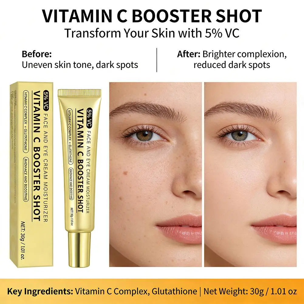 Vitamin C Booster Shot Serum with Glutathione, Niacinamide and Vitamin E Lightweight Brightening Face Serum Hydrate & Boost Glow