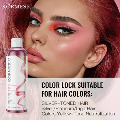 Color Locking Shampoo Pink Silver Purple Color Fixing Hair Shampoo Brightening Cleansing Care Shine Restoration for Dyed 300ml