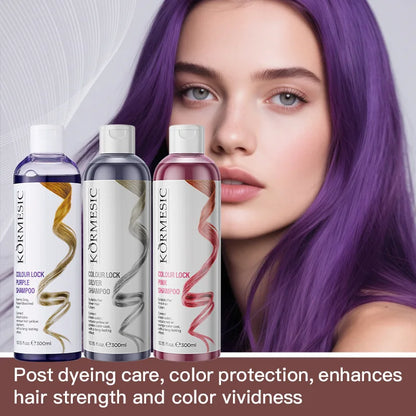Color Locking Shampoo Pink Silver Purple Color Fixing Hair Shampoo Brightening Cleansing Care Shine Restoration for Dyed 300ml