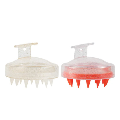 Hair Washing Tool, Scalp Brush, Head Massage Comb, Soft Rubber, Hair Comb, Transparent Sparkling Gold and Silver Shampoo Brush
