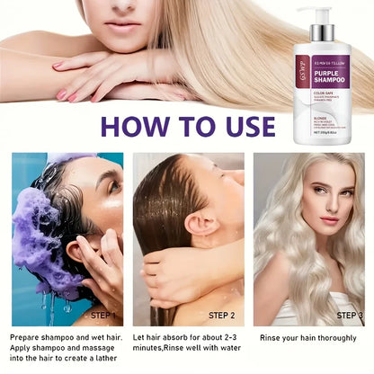 GSWP Yellow-Purple Color-Removing Shampoo, deeply cleanses, moisturizes hair, neutralizes brassy tones, protects dyed hair.250g