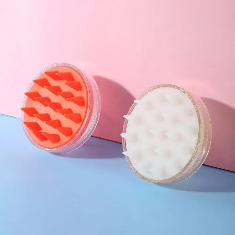 Hair Washing Tool, Scalp Brush, Head Massage Comb, Soft Rubber, Hair Comb, Transparent Sparkling Gold and Silver Shampoo Brush