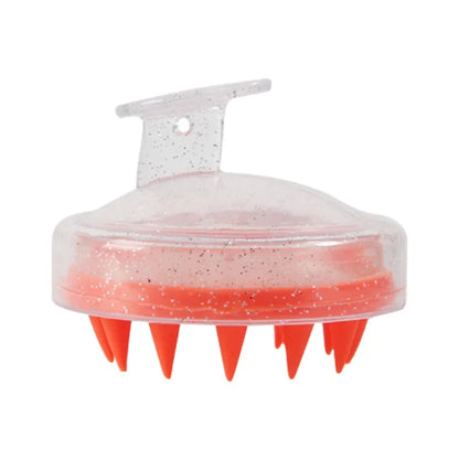 Hair Washing Tool, Scalp Brush, Head Massage Comb, Soft Rubber, Hair Comb, Transparent Sparkling Gold and Silver Shampoo Brush
