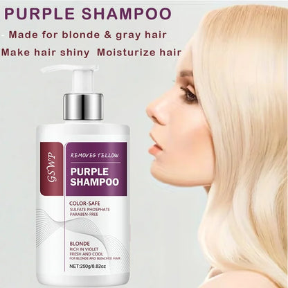 GSWP Yellow-Purple Color-Removing Shampoo, deeply cleanses, moisturizes hair, neutralizes brassy tones, protects dyed hair.250g