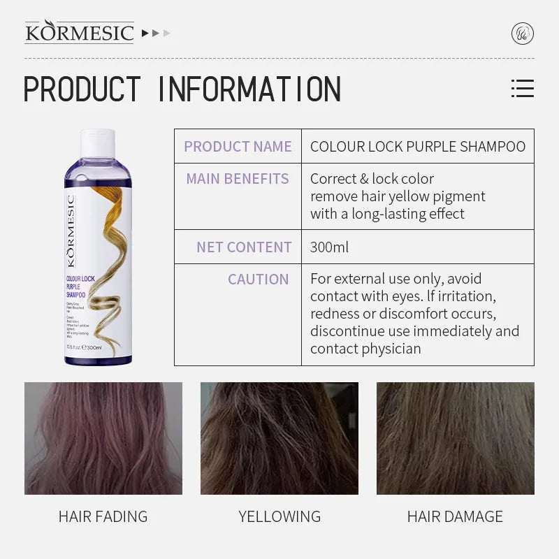 Color Locking Shampoo Pink Silver Purple Color Fixing Hair Shampoo Brightening Cleansing Care Shine Restoration for Dyed 300ml